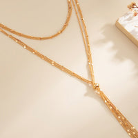 Thumbnail for Stylish Layered Sequin Long Chain Tassel Y Necklace - ArtGalleryZen