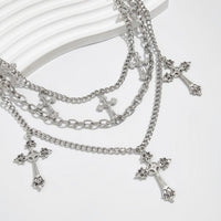 Thumbnail for Stylish Layering Floral Cross Pendant Trouser Chain - ArtGalleryZen