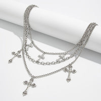 Thumbnail for Stylish Layering Floral Cross Pendant Trouser Chain - ArtGalleryZen