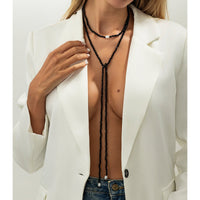 Thumbnail for Stylish Pearl Crystal Beaded Long Chain Necklace - ArtGalleryZen