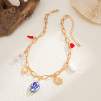 Thumbnail for Stylish Pearl Heart Ceramics Pendant Cable Chain Necklace - ArtGalleryZen