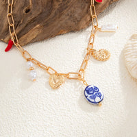 Thumbnail for Stylish Pearl Heart Ceramics Pendant Cable Chain Necklace - ArtGalleryZen