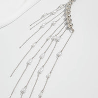 Thumbnail for Stylish Pearl Tassel Ball Chain Open Collar Choker Necklace - ArtGalleryZen