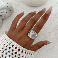 Thumbnail for Stylish Rhinestone Inlaid Chunky Textured Square Ring - ArtGalleryZen
