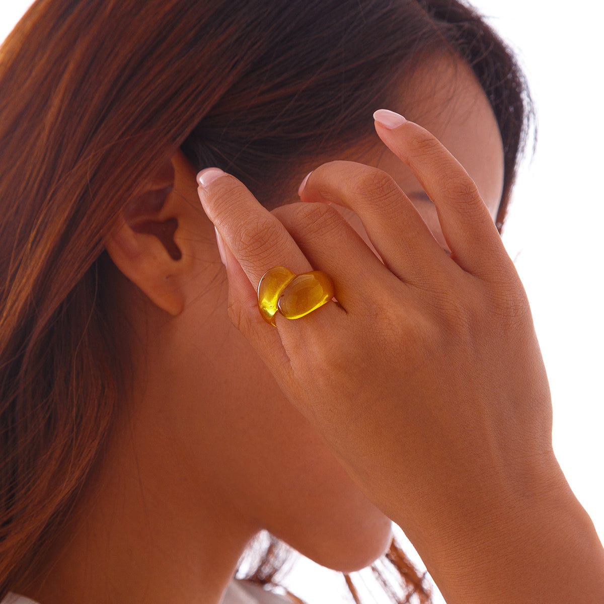 Stylish Transparent Colorful Waterdrop Resin Ring - ArtGalleryZen