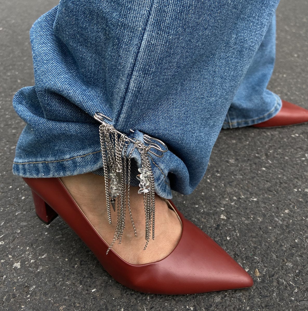 Stylish Turquoise Stone Tassel Chain Trouser Pin - ArtGalleryZen