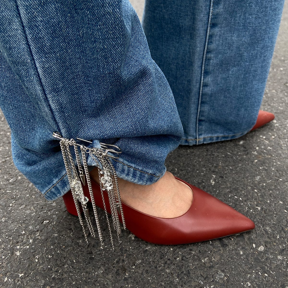 Stylish Turquoise Stone Tassel Chain Trouser Pin - ArtGalleryZen