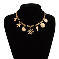 Thumbnail for Summer Beach Style Sun Starfish Ice Cream Pendant Necklace - ArtGalleryZen