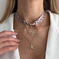 Thumbnail for Sun Starfish Pendant Leopard Print Satin Necklace Set 2 Pcs Boho - ArtGalleryZen