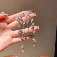 Thumbnail for Swarovski Crystal Butterfly Tassel Earrings - ArtGalleryZen