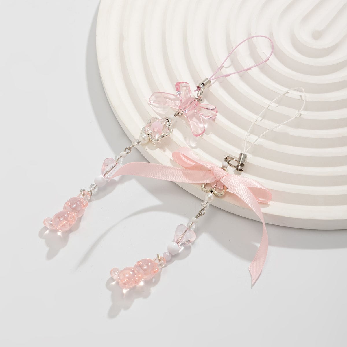 Sweet 2pcs Gummy Bears Bowknot Keychain Phone Strap Set - ArtGalleryZen