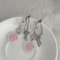 Thumbnail for Sweet 2pcs Narutomaki Bowknot Heart Keychain Phone Strap Set - ArtGalleryZen