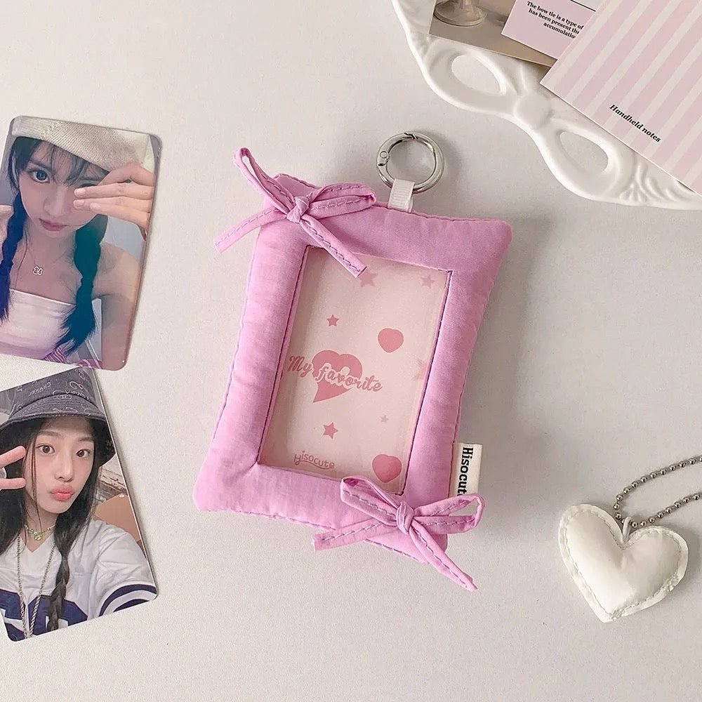 Sweet Bowknot Fabric Photocard Holder Keychain Kpop Card Display - ArtGalleryZen