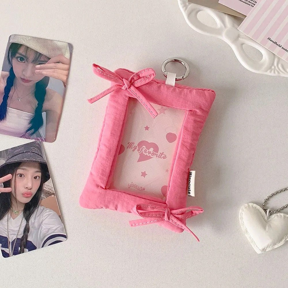Sweet Bowknot Fabric Photocard Holder Keychain Kpop Card Display - ArtGalleryZen