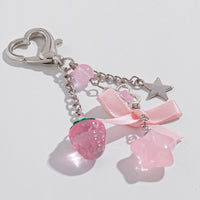 Thumbnail for Sweet Bowknot Strawberry Star Charm Heart Keychain -ArtGalleryZen