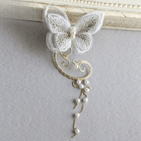 Thumbnail for Sweet Embroidery Butterfly Pearl Chain Tassel Elf Ear Cuff Wrap Earring - ArtGalleryZen