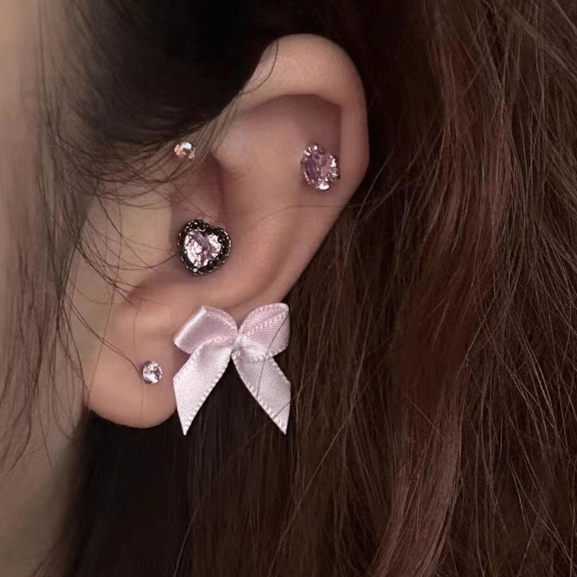 Sweet Pink Ribbon Bowknot Earrings - ArtGalleryZen