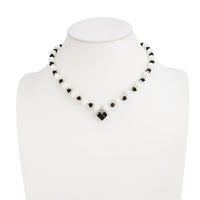 Thumbnail for Sweet Rhinestone Heart Pendant Pearl Seed Beaded Choker Necklace - ArtGalleryZen