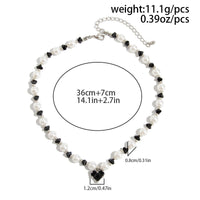 Thumbnail for Sweet Rhinestone Heart Pendant Pearl Seed Beaded Choker Necklace - ArtGalleryZen