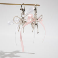 Thumbnail for Sweet Ribbon Bowknot Heart Charm Seed Beaded Keychain Set - ArtGalleryZen