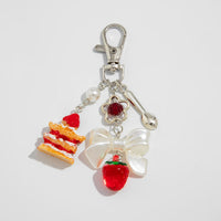 Thumbnail for Sweet Strawberry Cake Bowknot Charm Keychain - ArtGalleryZen
