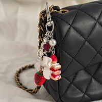 Thumbnail for Sweet Strawberry Cake Bowknot Charm Keychain - ArtGalleryZen