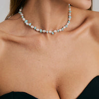 Thumbnail for Sweet Turquoise Stone Pearl Beaded Chain Choker Necklace - ArtGalleryZen