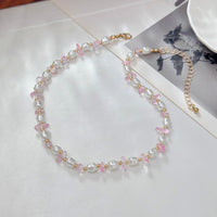 Thumbnail for Sweet Turquoise Stone Pearl Beaded Chain Choker Necklace - ArtGalleryZen