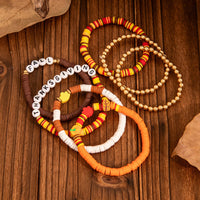 Thumbnail for Thanksgiving 5pcs Maple Leaf Pumpkin Charm Letter Polymer Clay Beaded Bracelet Set - ArtGalleryZen