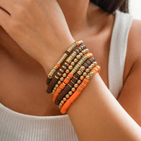 Thumbnail for Thanksgiving Theme Layered Polymer Clay Beaded Stackable Bracelet Set - ArtGalleryZen
