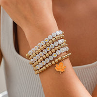 Thumbnail for Thanksgiving Theme Maple Leaf Charm Letter Acrylic Beaded Bracelet Set - ArtGalleryZen