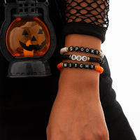 Thumbnail for Three Tone Halloween Theme Letter Charm Stackable Bracelet Set - ArtGalleryZen
