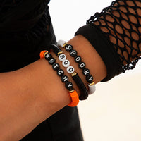 Thumbnail for Three Tone Halloween Theme Letter Charm Stackable Bracelet Set - ArtGalleryZen