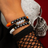 Thumbnail for Three Tone Halloween Theme Letter Charm Stackable Bracelet Set - ArtGalleryZen