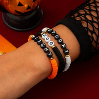 Thumbnail for Three Tone Halloween Theme Letter Charm Stackable Bracelet Set - ArtGalleryZen