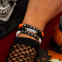 Thumbnail for Three Tone Halloween Theme Letter Charm Stackable Bracelet Set - ArtGalleryZen