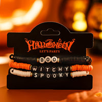 Thumbnail for Three Tone Halloween Theme Letter Charm Stackable Bracelet Set - ArtGalleryZen