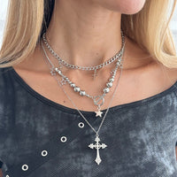 Thumbnail for Trendy 3pcs Toggle Clasp Cross Star Pendant Necklace Set - ArtGalleryZen