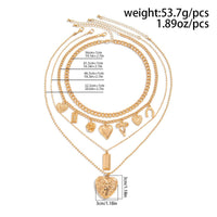 Thumbnail for Trendy 4pcs Bowknot Heart Rose Pendant Curb Chain Necklace Set - ArtGalleryZen