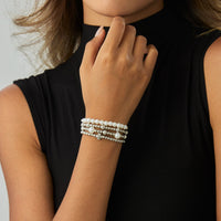 Thumbnail for Trendy 4pcs Gold Silver Tone Pearl Beaded Chain Bracelet Set - ArtGalleryZen