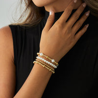 Thumbnail for Trendy 4pcs Gold Silver Tone Pearl Beaded Chain Bracelet Set - ArtGalleryZen