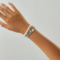 Thumbnail for Trendy 4pcs Gold Silver Tone Pearl Beaded Chain Bracelet Set - ArtGalleryZen
