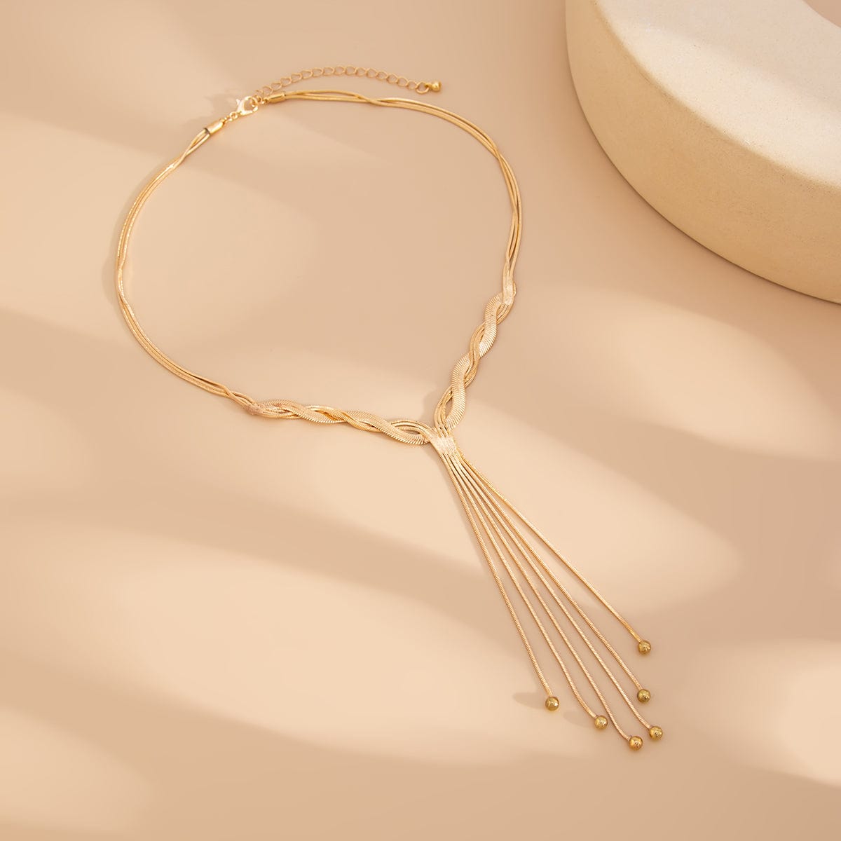 Trendy Ball Tassel Cross Snake Chain Y Necklace - ArtGalleryZen