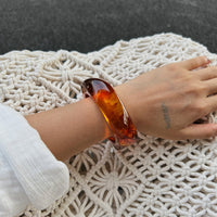 Thumbnail for Trendy Chunky Gold Foil Amber Bangle Bracelet - ArtGalleryZen