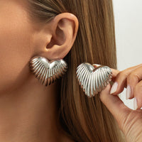 Thumbnail for Trendy Chunky Heart Stud Earrings - ArtGalleryZen
