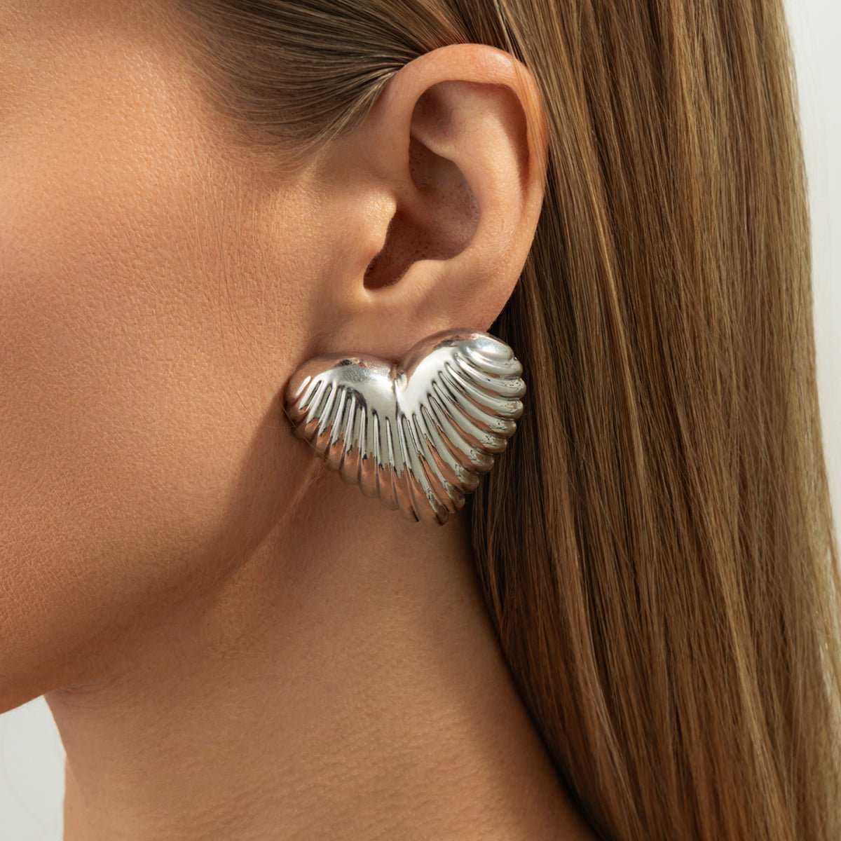 Trendy Chunky Heart Stud Earrings - ArtGalleryZen