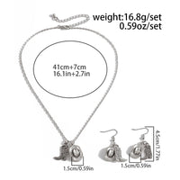 Thumbnail for Trendy Cowboy Hat Boot Pendnat Necklace Earrings Set - ArtGalleryZen