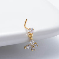 Thumbnail for Trendy CZ Inlaid Snake Heart Butterfly Dangle Stainless Steel Nose Piercing Nose Stud - ArtGalleryZen