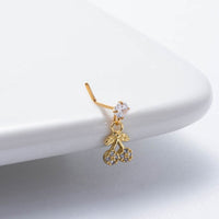 Thumbnail for Trendy CZ Inlaid Stainless Steel Cherry Cross Sun Nose Piercing Nose Stud - ArtGalleryZen