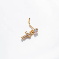 Thumbnail for Trendy CZ Inlaid Stainless Steel Cherry Cross Sun Nose Piercing Nose Stud - ArtGalleryZen